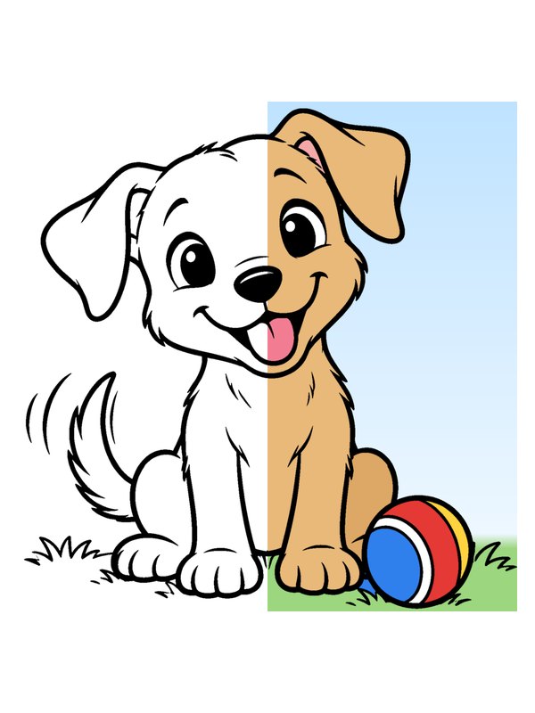 Filhote com bola para colorir online