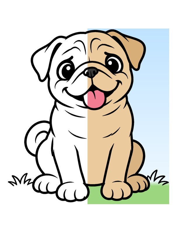 Pug para colorir online