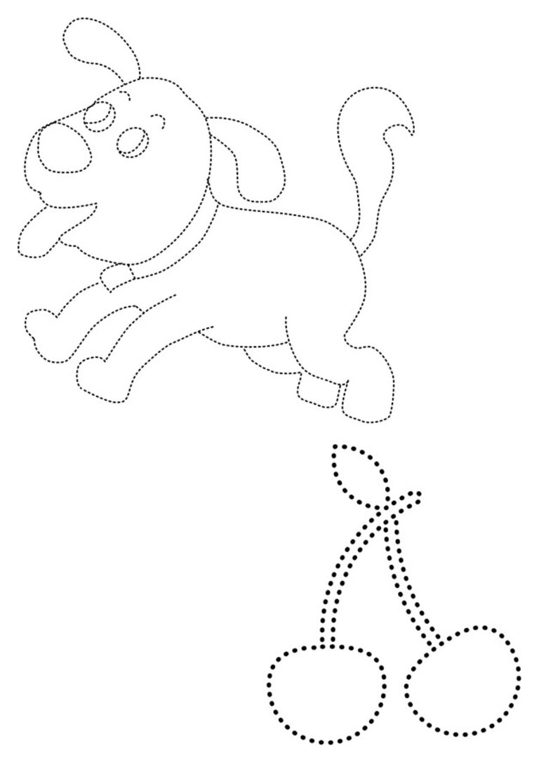Pontilhado para cobrir: cachorrinho e cerejas