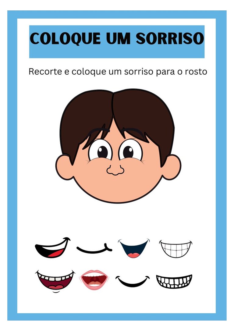 Monte o sorriso: rosto de menino