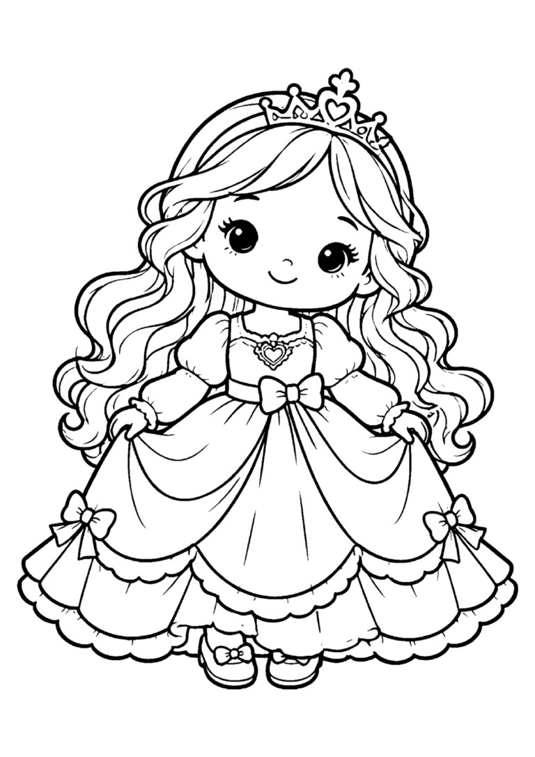 Boneca de moda com vestido de festa e coroa