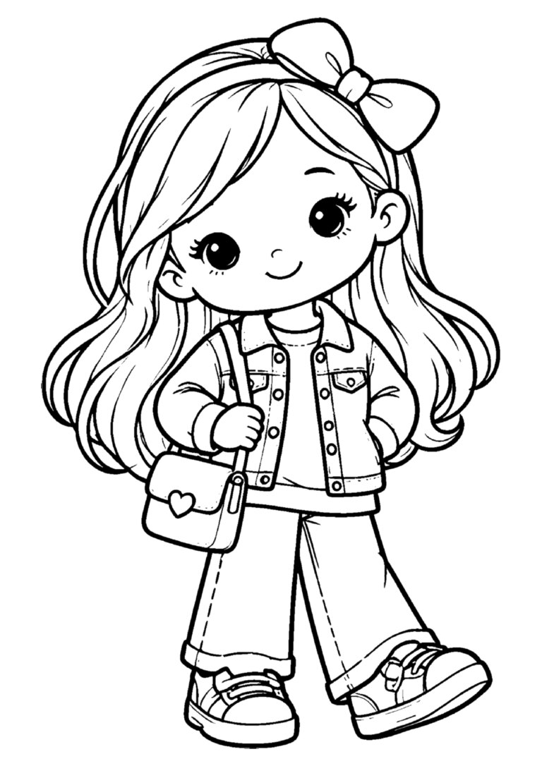 Boneca de jaqueta jeans com bolsinha