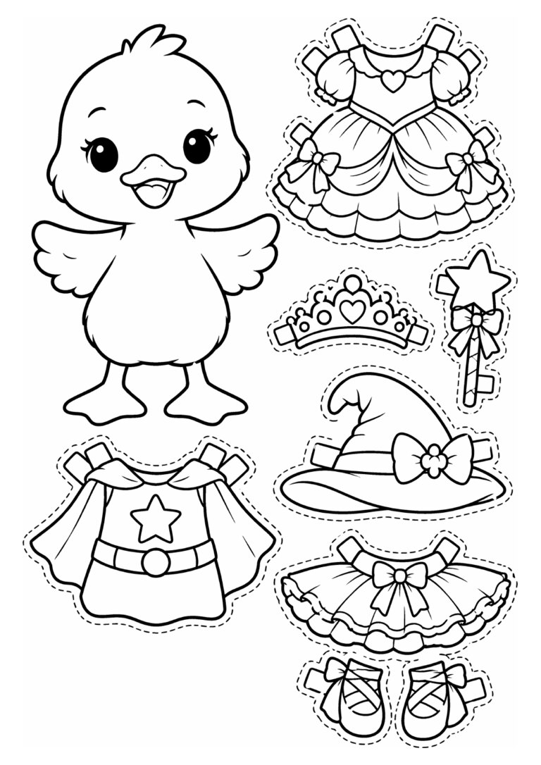 Paper duck com fantasias de princesa, herói, bruxinha e bailarina