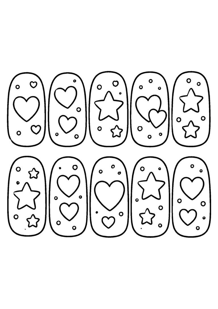 Moldes de unhas com corações e estrelas