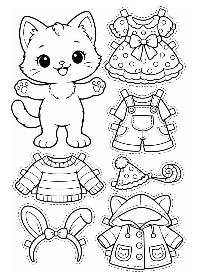 Paper cat, o gatinho de papel com roupinhas para vestir