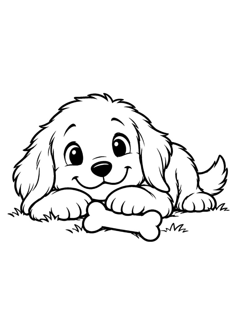 Golden retriever deitado com um osso