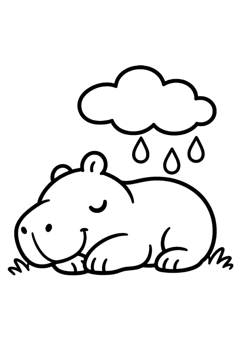 Capivara deitada embaixo de uma nuvem de chuva