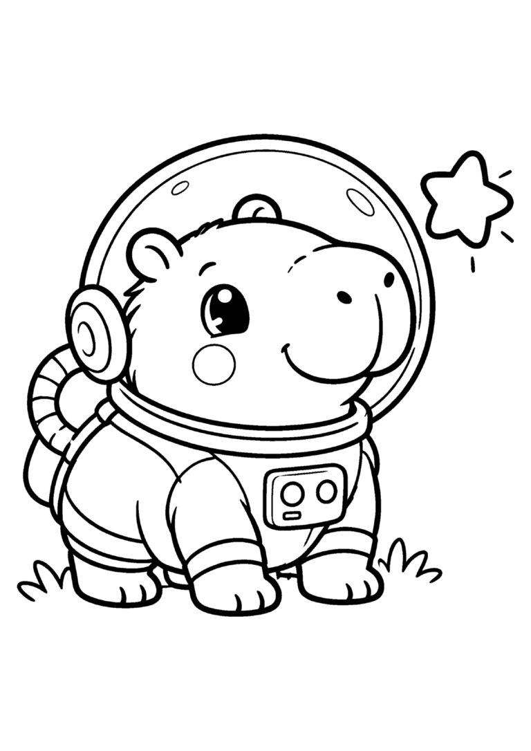 Capivara astronauta de capacete, com uma estrelinha