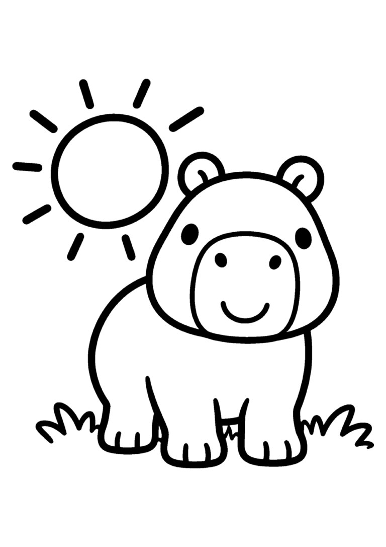 Capivara bem simples em pé, com um sol grande