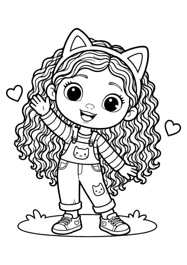 Gabby acenando com a tiara de orelhas de gato