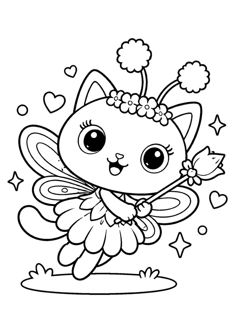 Kitty Fairy voando com a varinha de flor