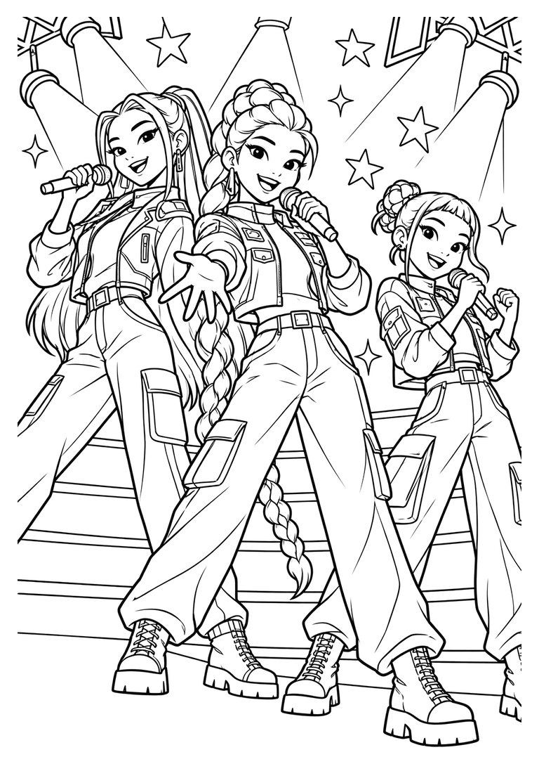 Guerreiras do K-pop para colorir