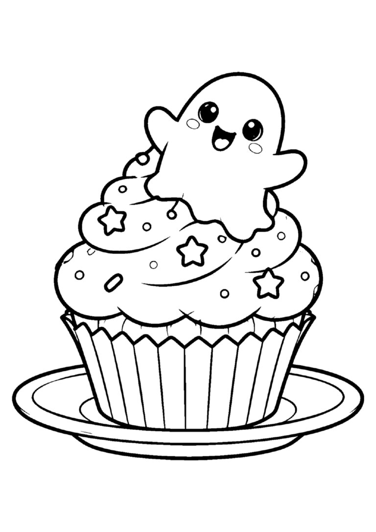 Cupcake com fantasminha de açúcar em cima
