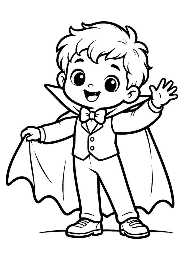 Menino fantasiado de vampirinho com capa