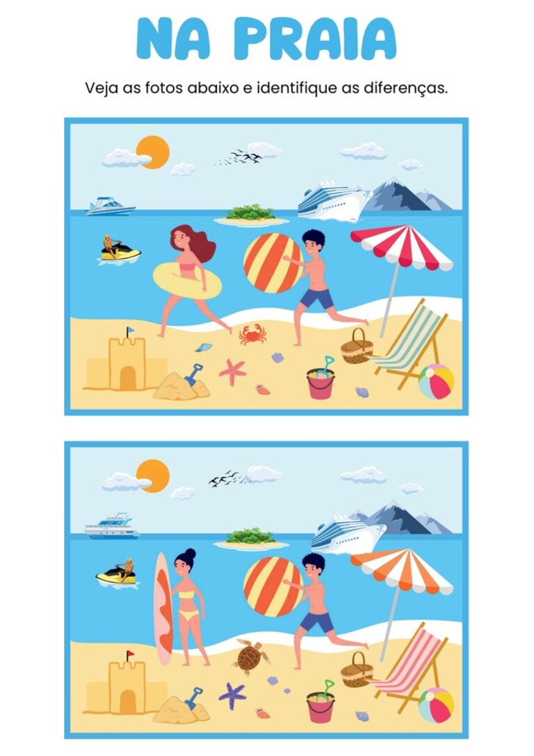Encontre as diferenças na praia