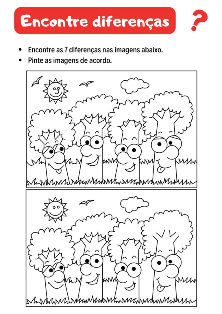 Encontre as 7 diferenças das árvores