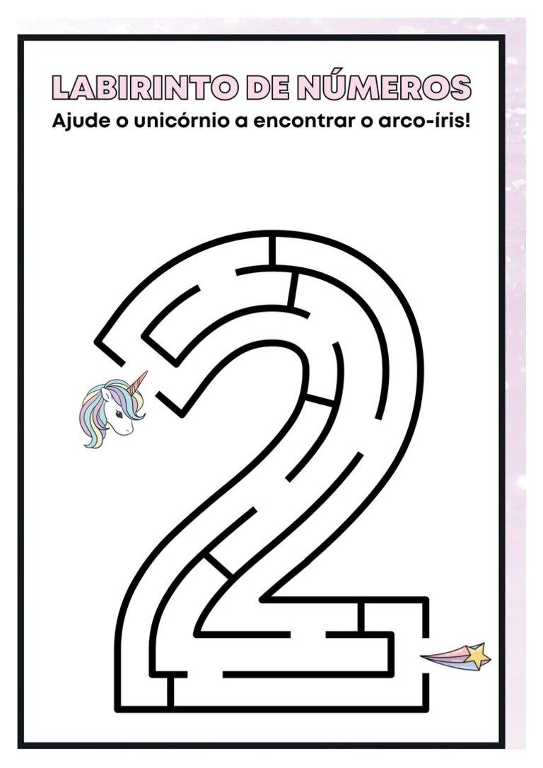 Labirinto do número 2 com unicórnio