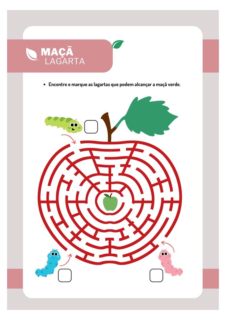 Labirinto da maçã com lagartas