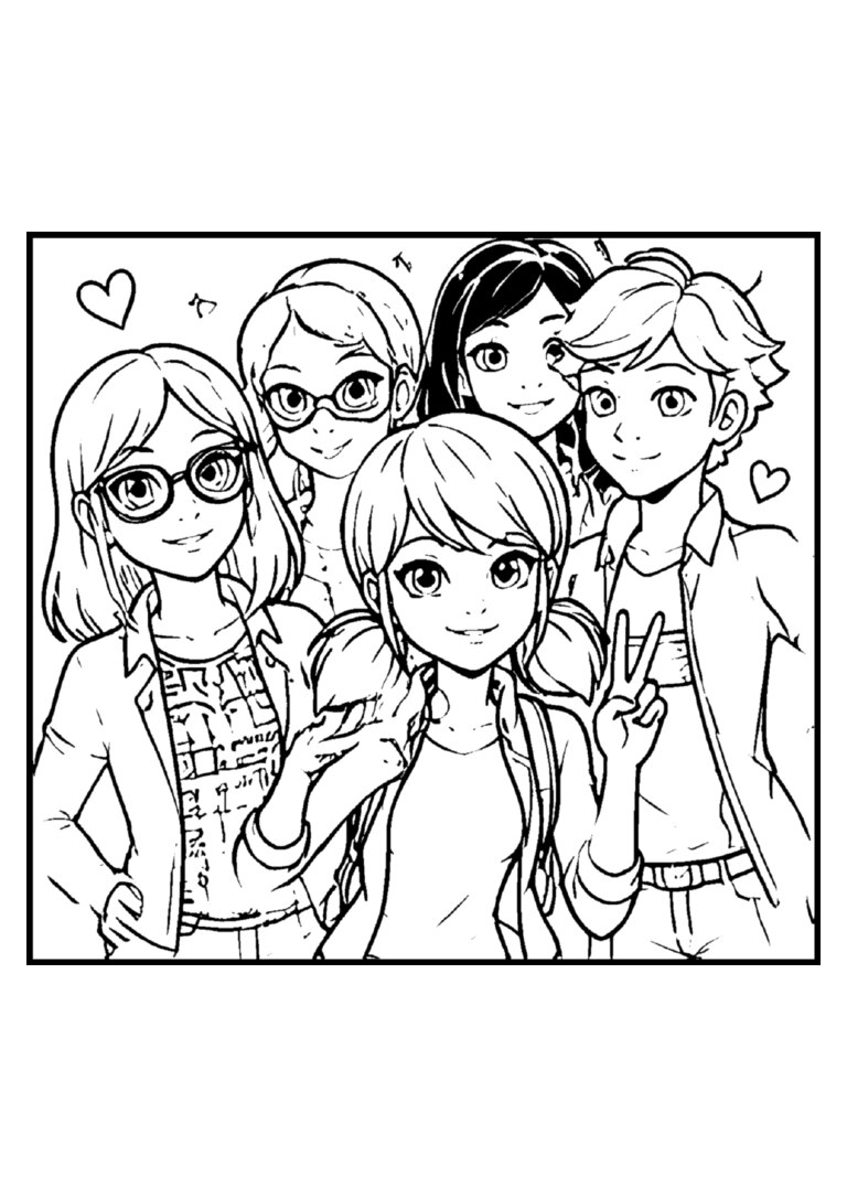 Marinette, Adrien e os amigos da escola