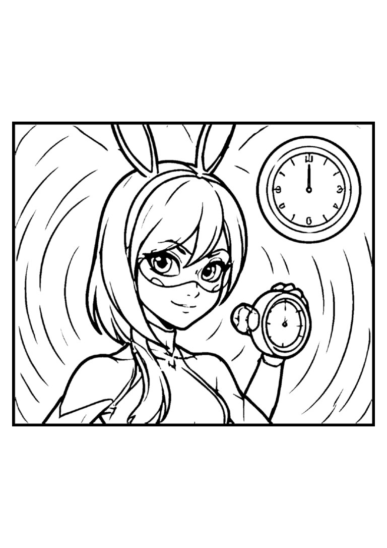 Bunnyx segurando o relógio