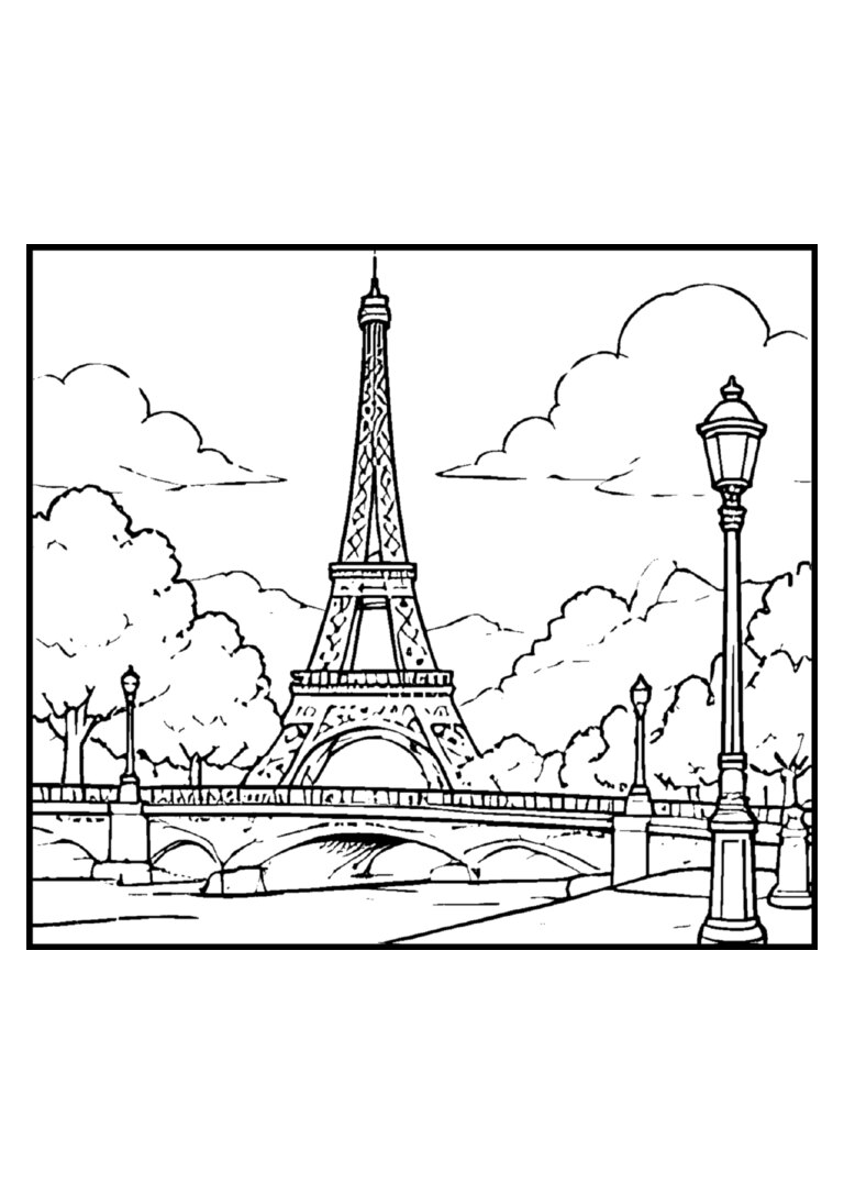 Torre Eiffel e a ponte de Paris