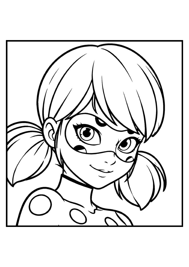 Rosto da Ladybug com a máscara de bolinhas