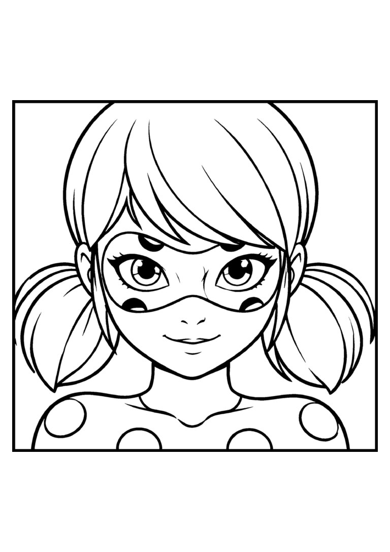 Ladybug de frente com as maria-chiquinhas