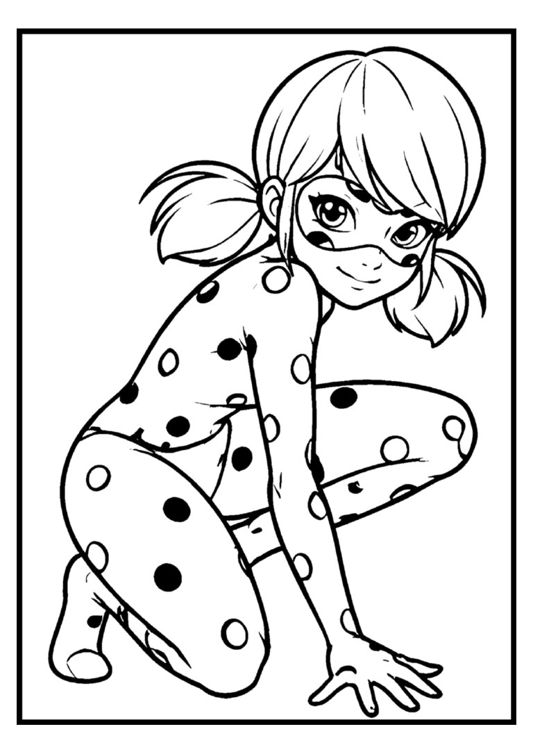 Ladybug agachada com a mão no chão