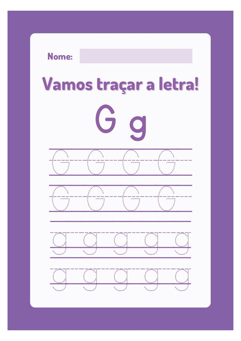 Traçar a letra Gg maiúscula e minúscula com nome