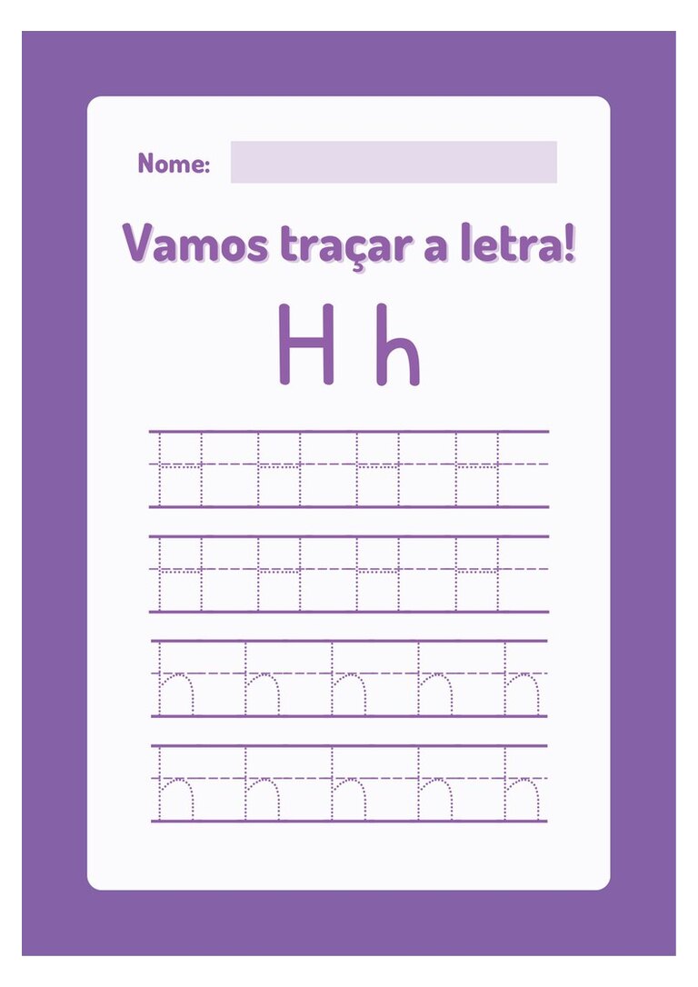 Traçar a letra Hh maiúscula e minúscula com nome