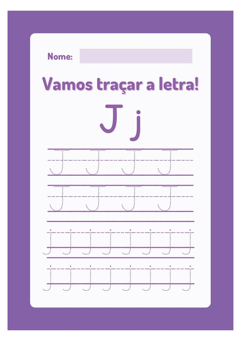 Traçar a letra Jj maiúscula e minúscula com nome