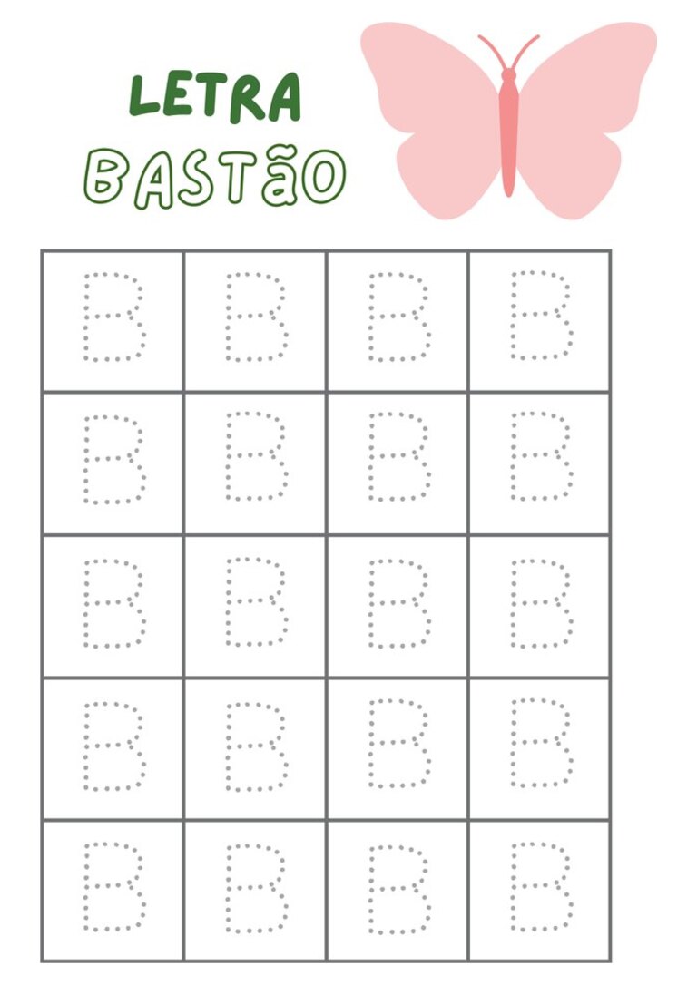 Letra bastão B pontilhada para cobrir