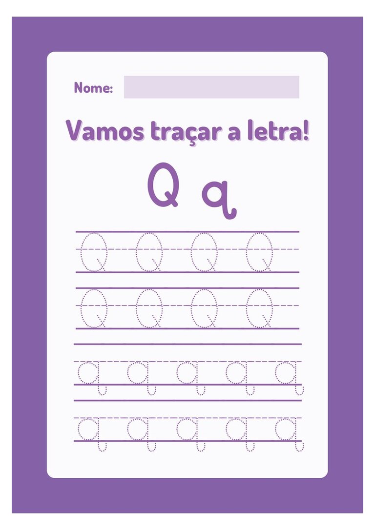Traçar a letra Qq maiúscula e minúscula com nome