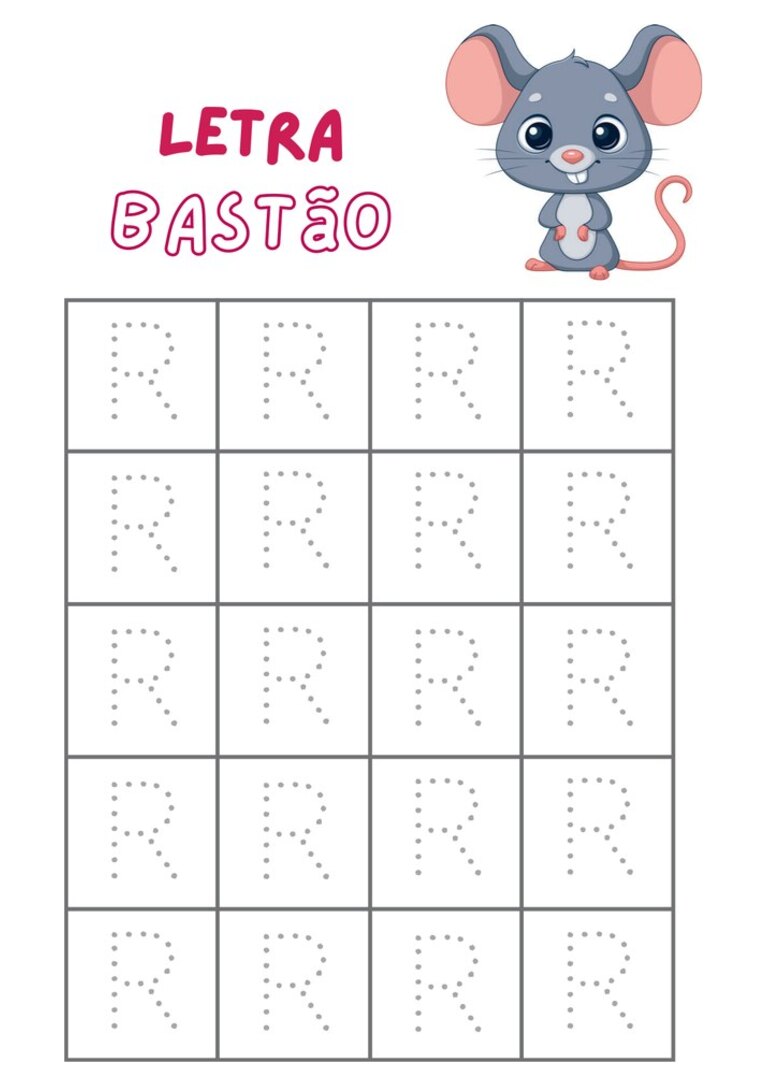Letra bastão R pontilhada para cobrir