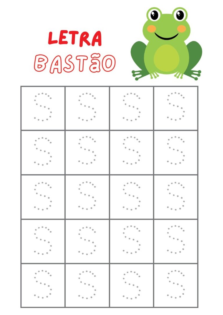 Letra bastão S pontilhada para cobrir