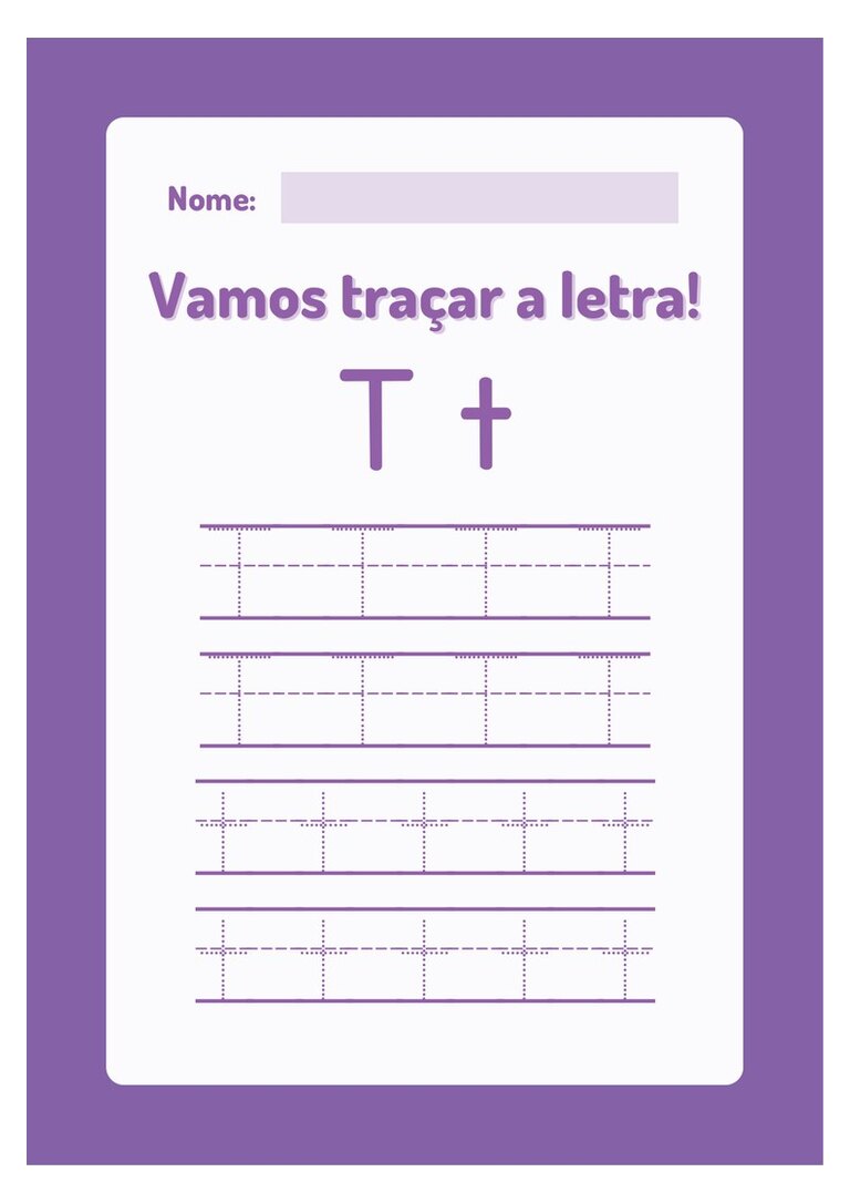 Traçar a letra Tt maiúscula e minúscula com nome