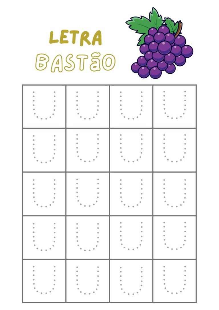 Letra bastão U pontilhada para cobrir