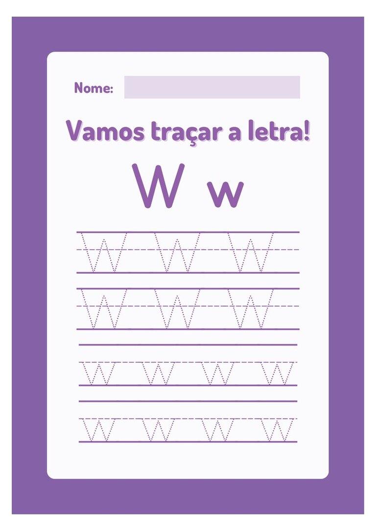 Traçar a letra Ww maiúscula e minúscula com nome