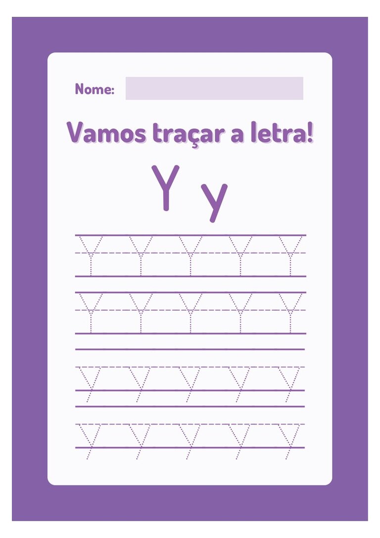 Traçar a letra Yy maiúscula e minúscula com nome