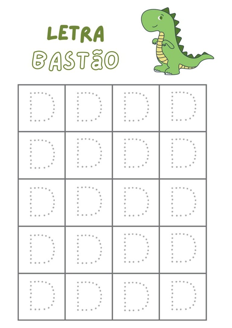 Letra bastão D pontilhada para cobrir