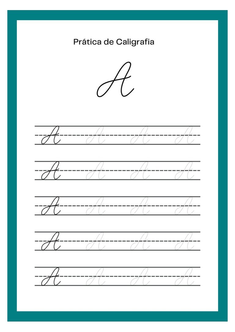 Caligrafia cursiva letra A maiúscula