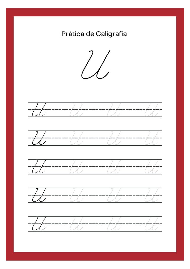 Caligrafia cursiva letra U maiúscula
