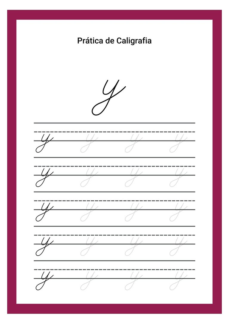 Caligrafia cursiva letra y minúscula