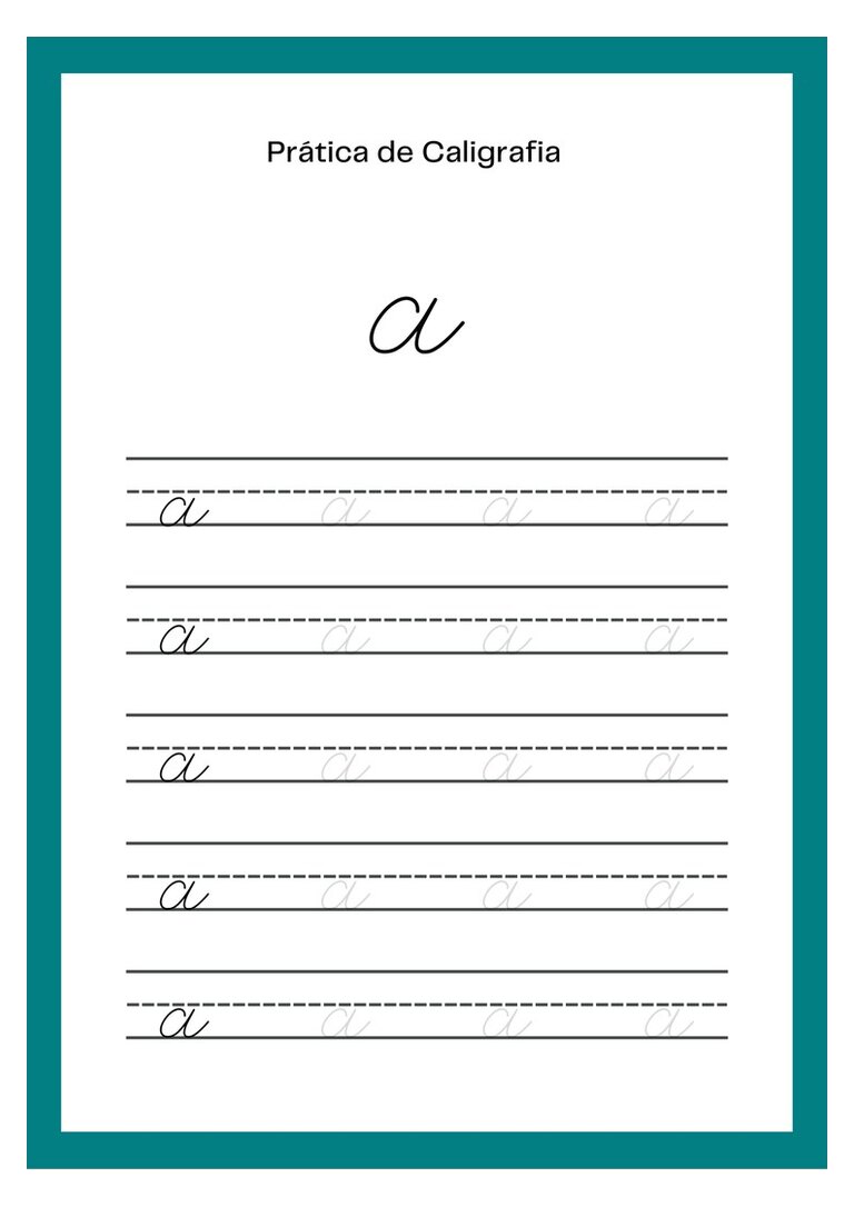 Caligrafia cursiva letra a minúscula
