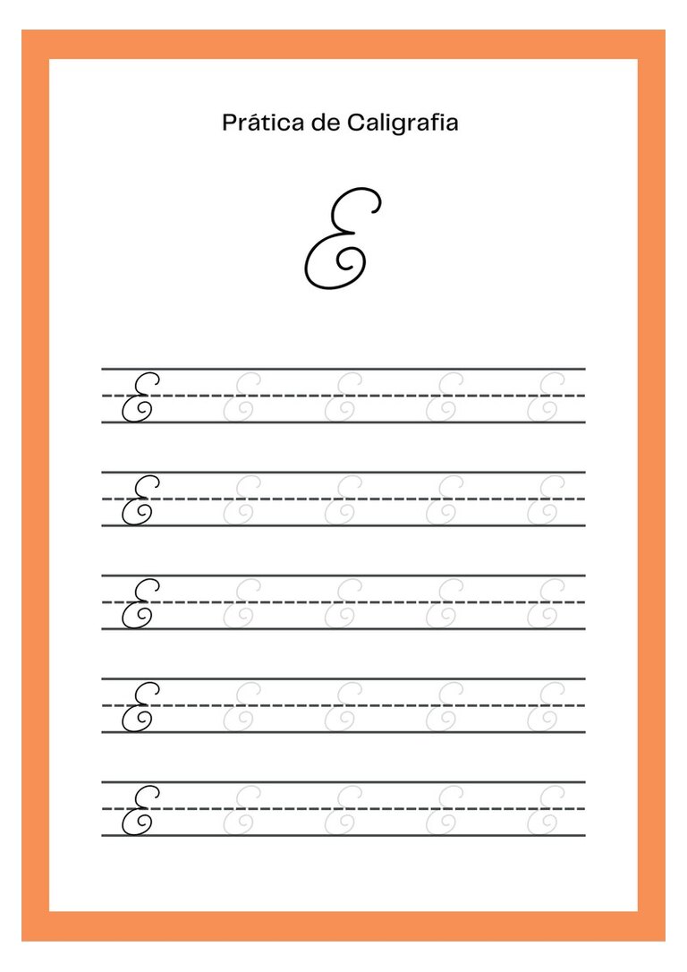 Caligrafia cursiva letra E maiúscula
