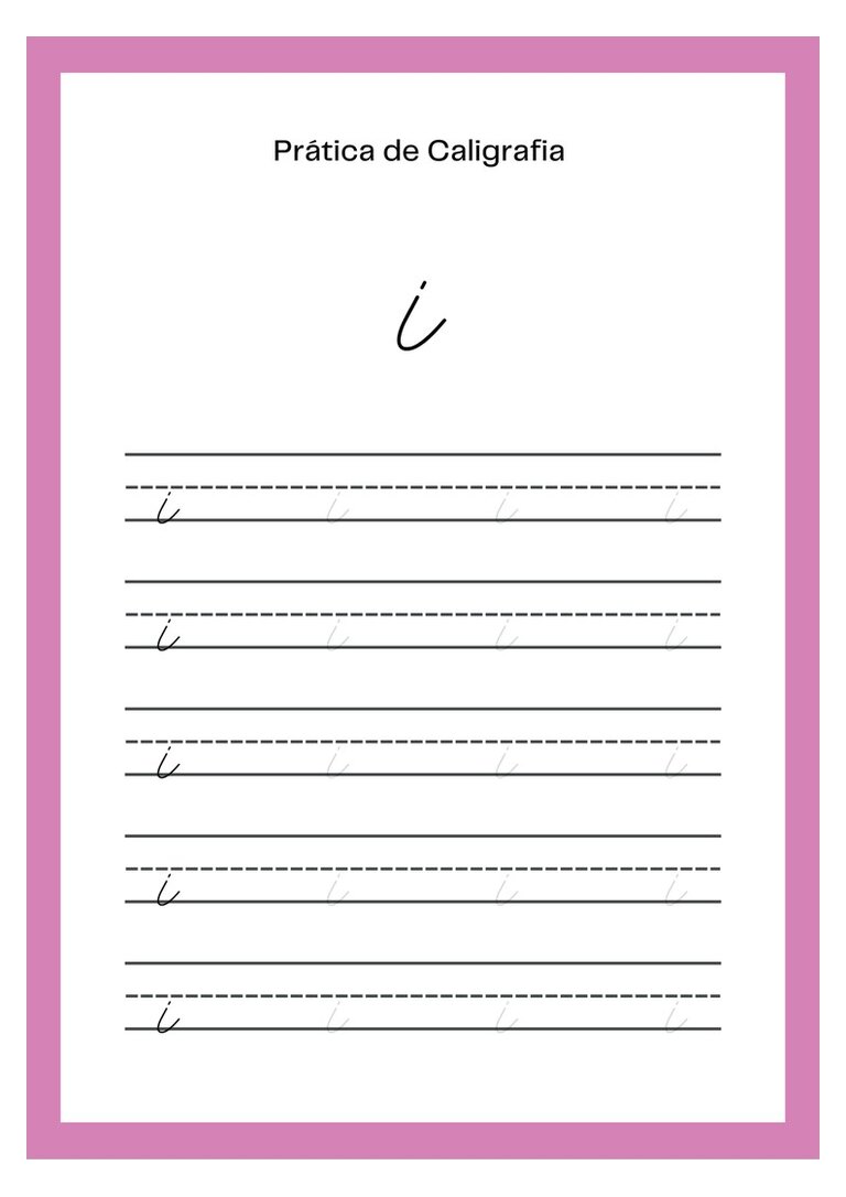 Caligrafia cursiva letra i minúscula