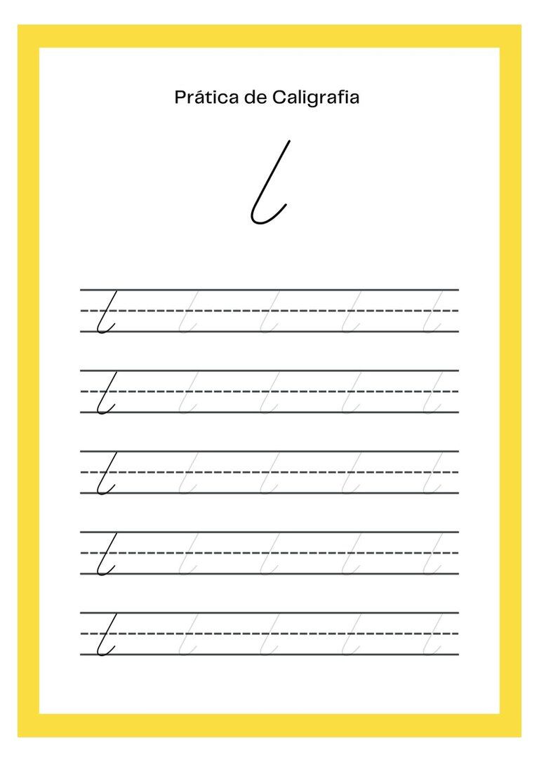 Caligrafia cursiva letra l minúscula