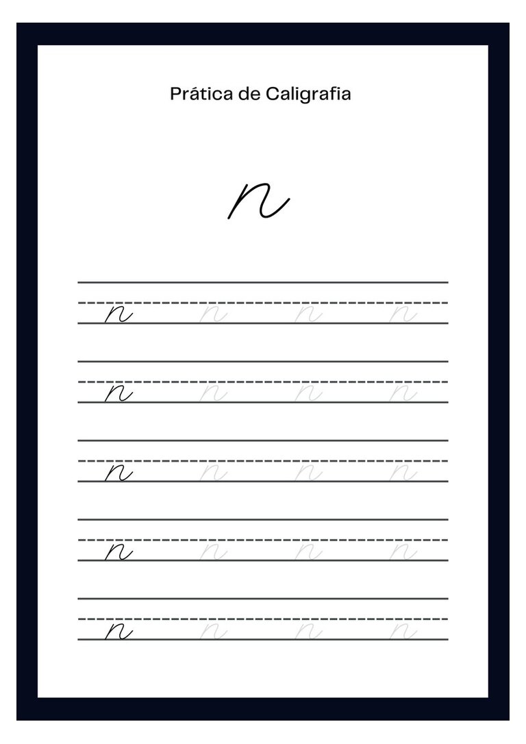 Caligrafia cursiva letra n minúscula