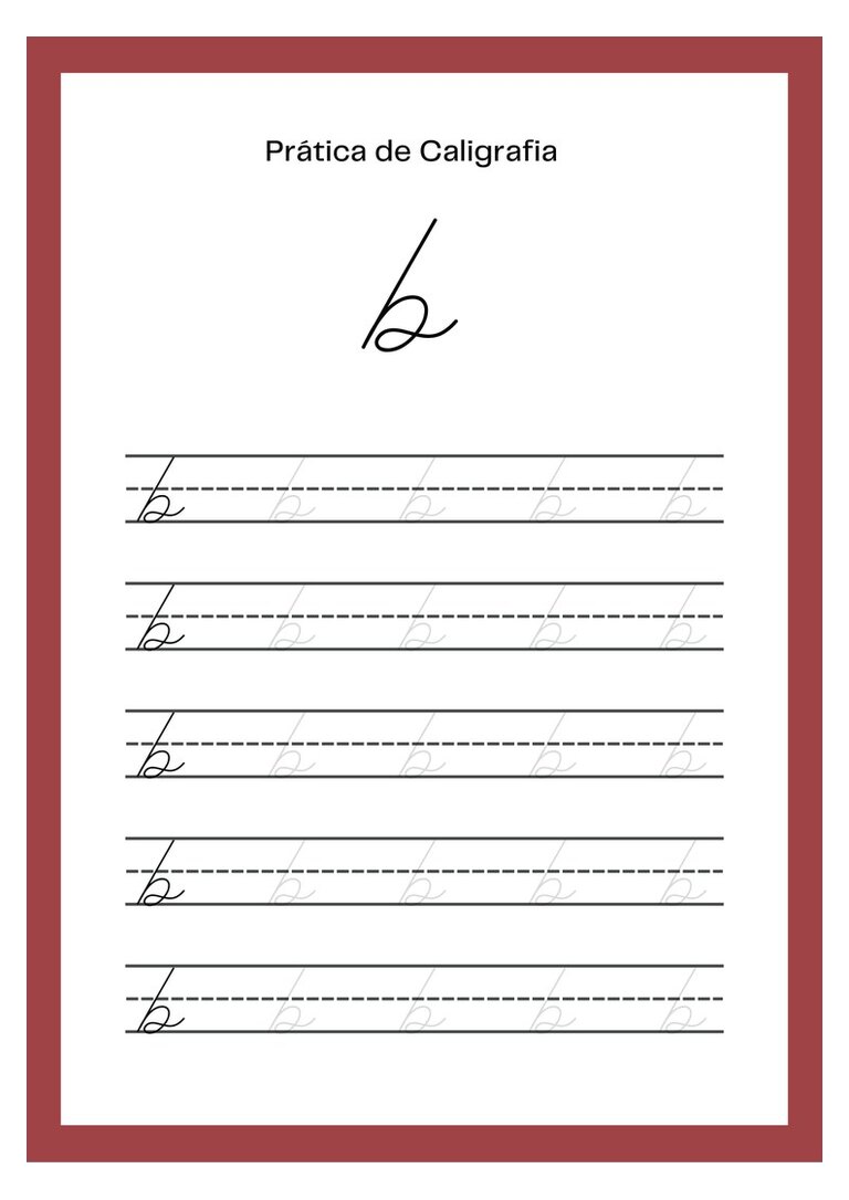Caligrafia cursiva letra b minúscula