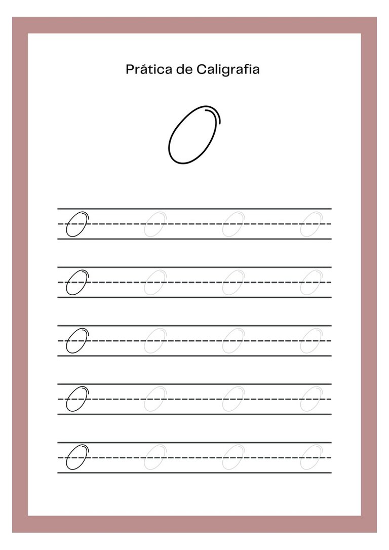 Caligrafia cursiva letra O maiúscula